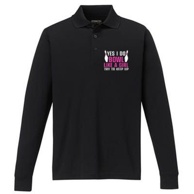 Cute Bowling For Women Bowler Spare Me Ladies Bowling Performance Long Sleeve Polo