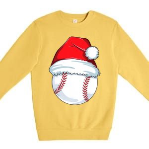 Christmas Baseball For Kids Men Ball Santa Pajama Premium Crewneck Sweatshirt