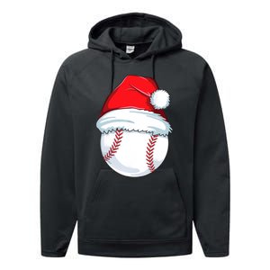 Christmas Baseball For Kids Men Ball Santa Pajama Performance Fleece Hoodie