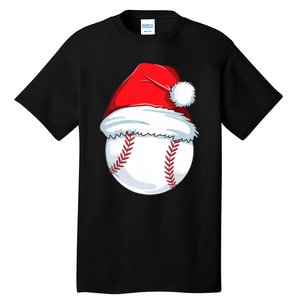 Christmas Baseball For Kids Men Ball Santa Pajama Tall T-Shirt