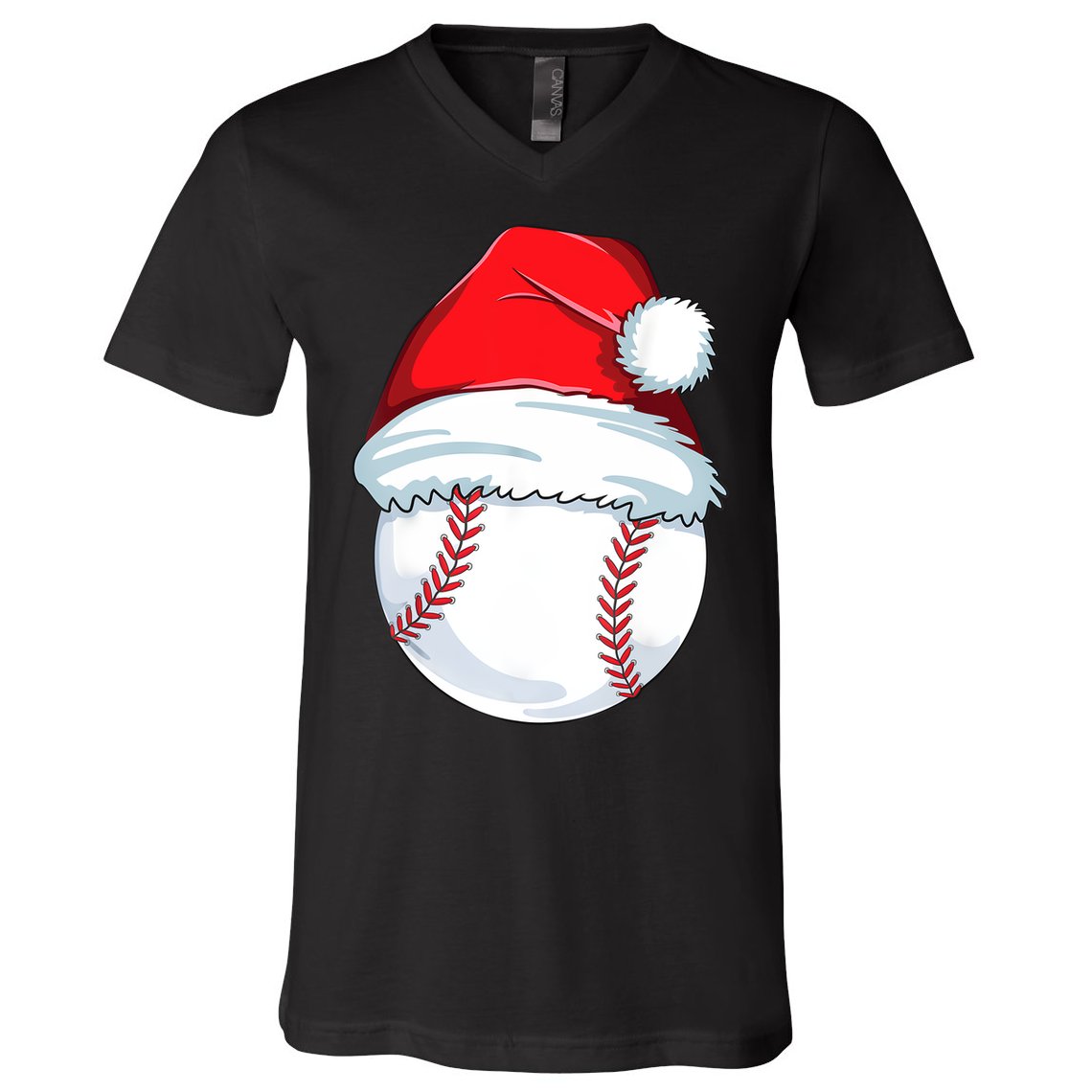 Christmas Baseball For Kids Men Ball Santa Pajama V-Neck T-Shirt