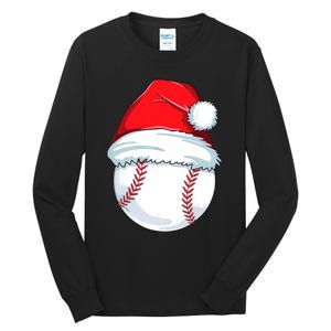 Christmas Baseball For Kids Men Ball Santa Pajama Tall Long Sleeve T-Shirt