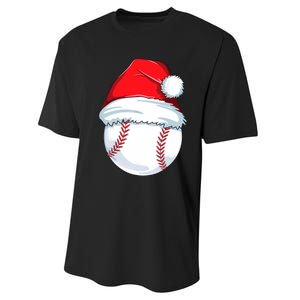 Christmas Baseball For Kids Men Ball Santa Pajama Performance Sprint T-Shirt