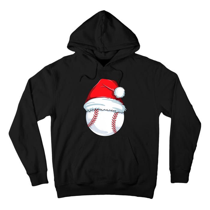 Christmas Baseball For Kids Men Ball Santa Pajama Tall Hoodie