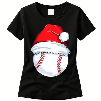 Christmas Baseball For Kids Men Ball Santa Pajama Womens T-Shirt