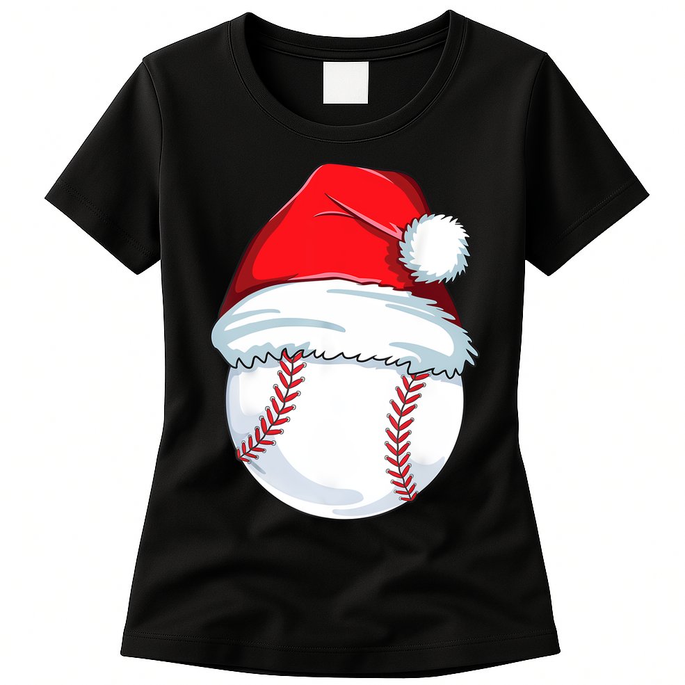 Christmas Baseball For Kids Men Ball Santa Pajama Womens T-Shirt
