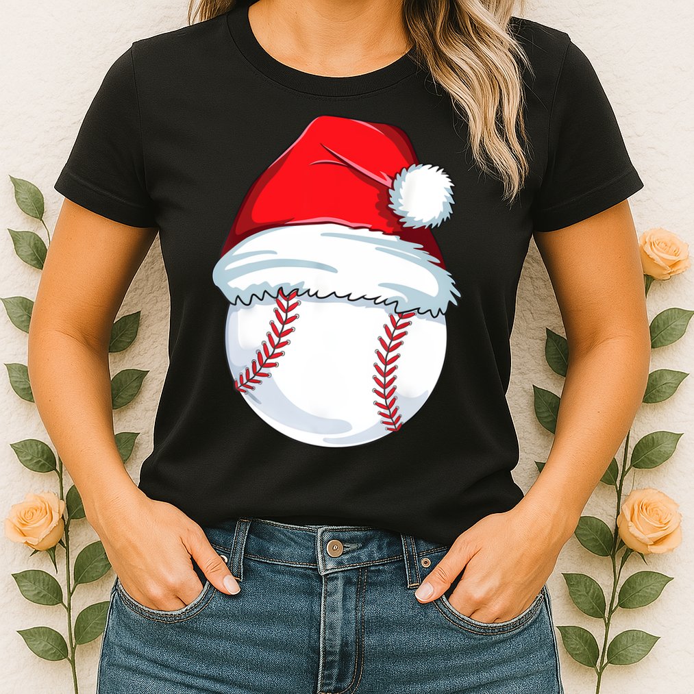 Christmas Baseball For Kids Men Ball Santa Pajama Womens T-Shirt