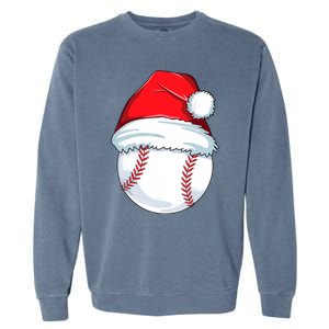 Christmas Baseball For Kids Men Ball Santa Pajama Garment-Dyed Sweatshirt