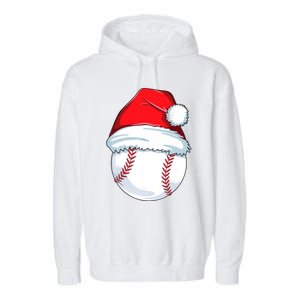 Christmas Baseball For Kids Men Ball Santa Pajama Garment-Dyed Fleece Hoodie