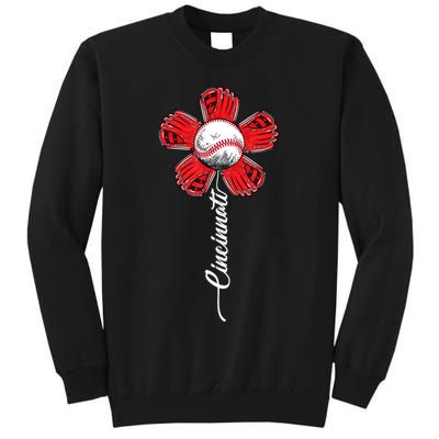 Cincinnati Baseball Flower Vintage Baseball Fans Sweatshirt