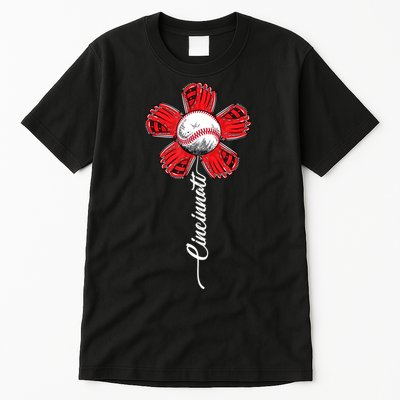 Cincinnati Baseball Flower Vintage Baseball Fans Tall T-Shirt