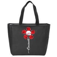 Cincinnati Baseball Flower Vintage Baseball Fans Zip Tote Bag