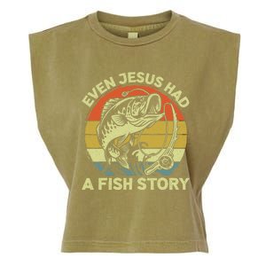 Christian Bass Fishing Even Jesus Had Fish Story Funny Dad Garment-Dyed Women's Muscle Tee