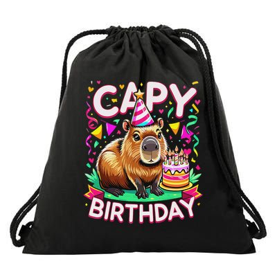 Capy Birthday Funny Capybara Birthday Drawstring Bag