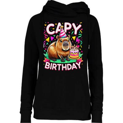 Capy Birthday Funny Capybara Birthday Womens Funnel Neck Pullover Hood