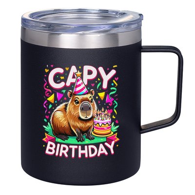 Capy Birthday Funny Capybara Birthday 12oz Stainless Steel Coffee Mug