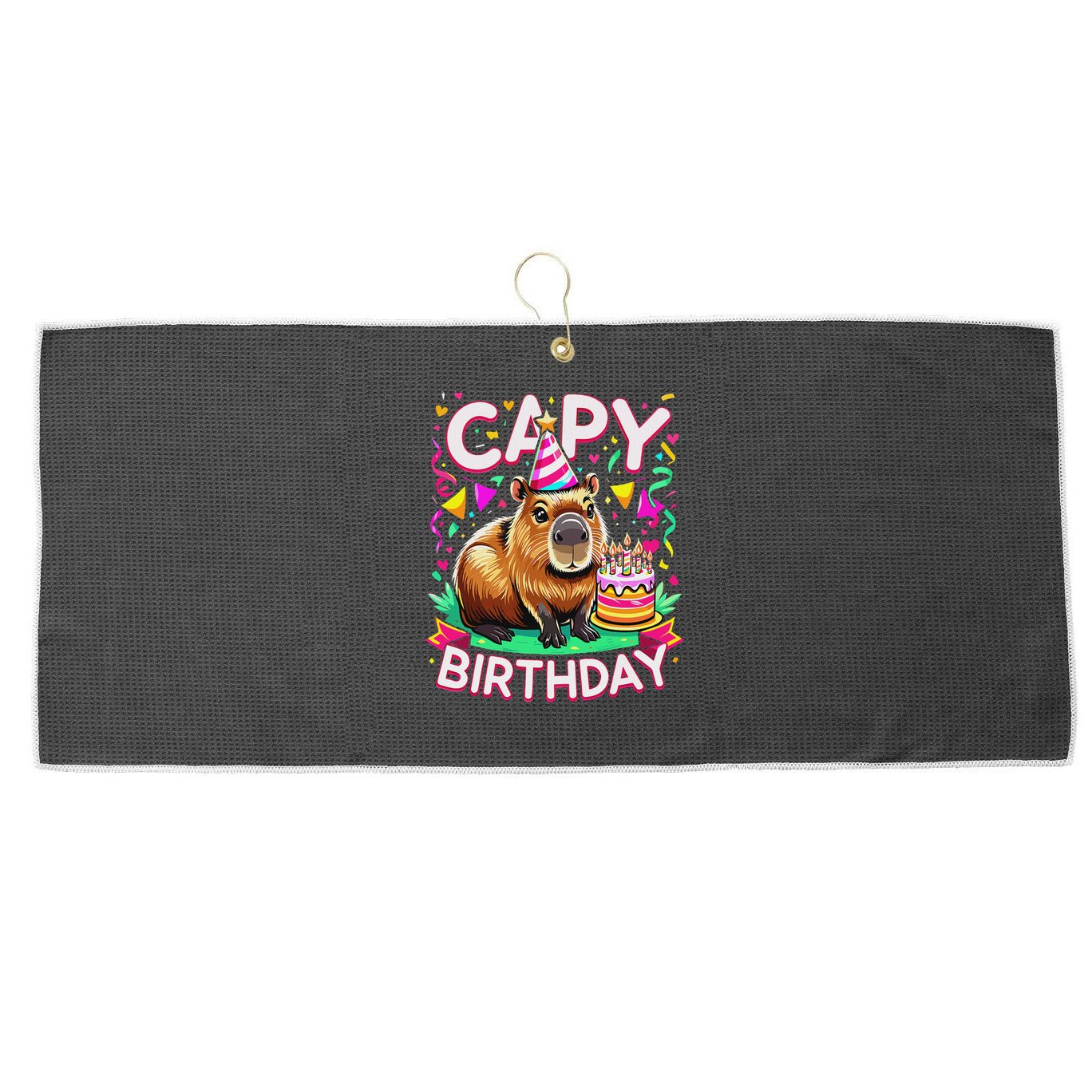 Capy Birthday Funny Capybara Birthday Large Microfiber Waffle Golf Towel