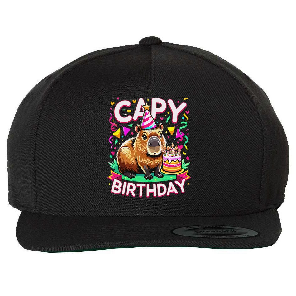 Capy Birthday Funny Capybara Birthday Wool Snapback Cap