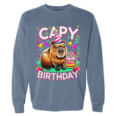 Capy Birthday Funny Capybara Birthday Garment-Dyed Sweatshirt