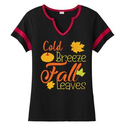 Cold Breeze Fall Leaves Ladies Halftime Notch Neck Tee