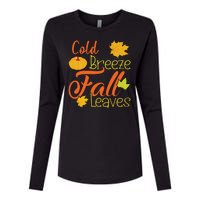 Cold Breeze Fall Leaves Womens Cotton Relaxed Long Sleeve T-Shirt