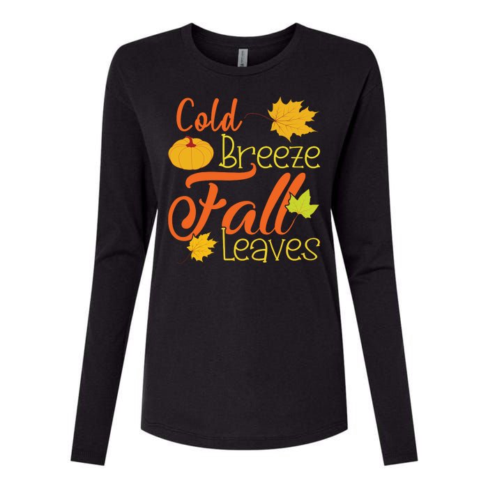 Cold Breeze Fall Leaves Womens Cotton Relaxed Long Sleeve T-Shirt