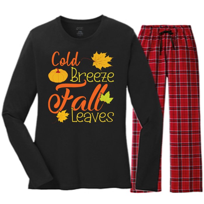 Cold Breeze Fall Leaves Women's Long Sleeve Flannel Pajama Set 