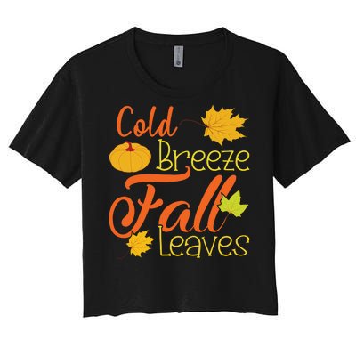 Cold Breeze Fall Leaves Women's Crop Top Tee