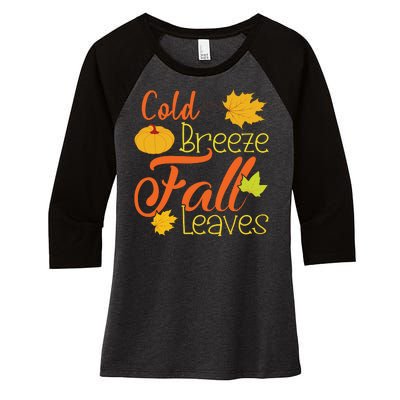 Cold Breeze Fall Leaves Women's Tri-Blend 3/4-Sleeve Raglan Shirt