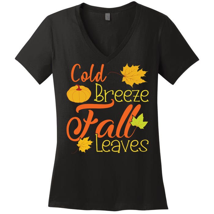 Cold Breeze Fall Leaves Women's V-Neck T-Shirt