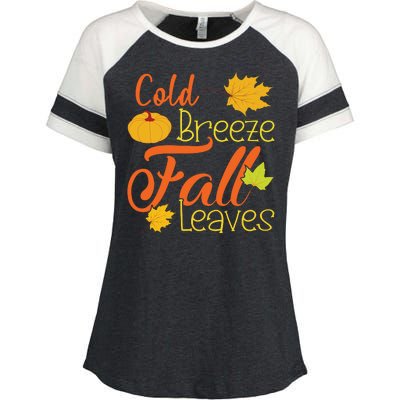 Cold Breeze Fall Leaves Enza Ladies Jersey Colorblock Tee