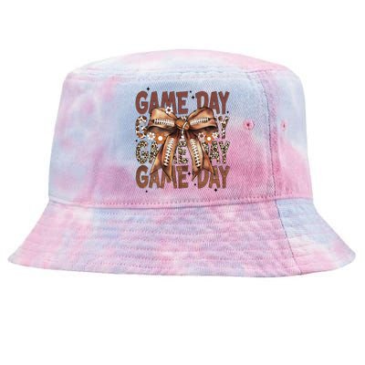 Coquette Bow Floral Football Season Tie-Dyed Bucket Hat