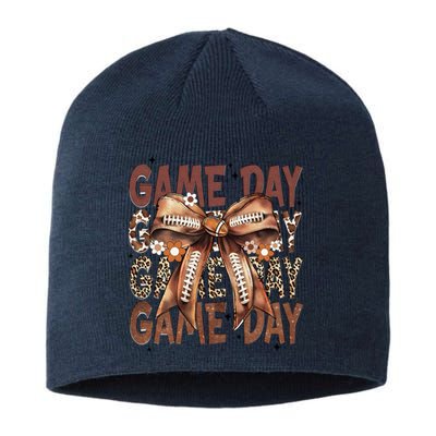 Coquette Bow Floral Football Season Sustainable Beanie