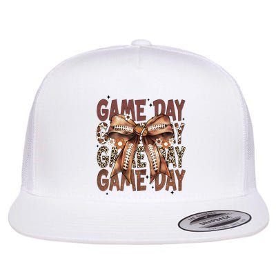 Coquette Bow Floral Football Season Flat Bill Trucker Hat