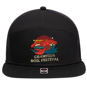 Crawfish Boil Festival Funny Crawfish Season Retro Crawfish Gift 7 Panel Mesh Trucker Snapback Hat