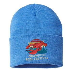 Crawfish Boil Festival Funny Crawfish Season Retro Crawfish Gift Sustainable Knit Beanie