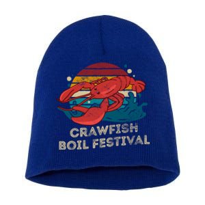 Crawfish Boil Festival Funny Crawfish Season Retro Crawfish Gift Short Acrylic Beanie