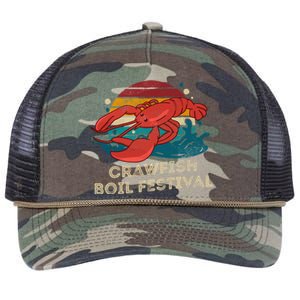 Crawfish Boil Festival Funny Crawfish Season Retro Crawfish Gift Retro Rope Trucker Hat Cap