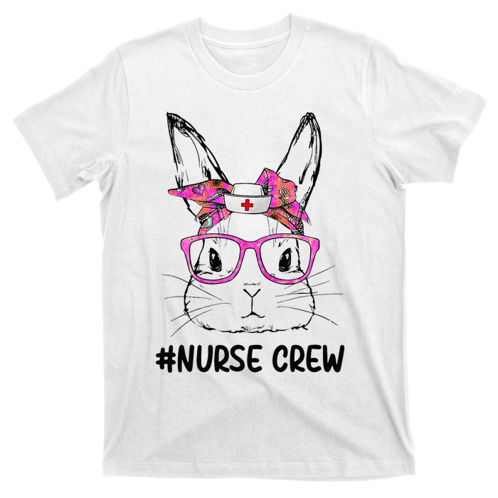 Cute Bunny Face Nurse Tie Dye Glasses Easter Day Nurse Crew T-Shirt