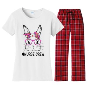 Cute Bunny Face Nurse Tie Dye Glasses Easter Day Nurse Crew Women's Flannel Pajama Set