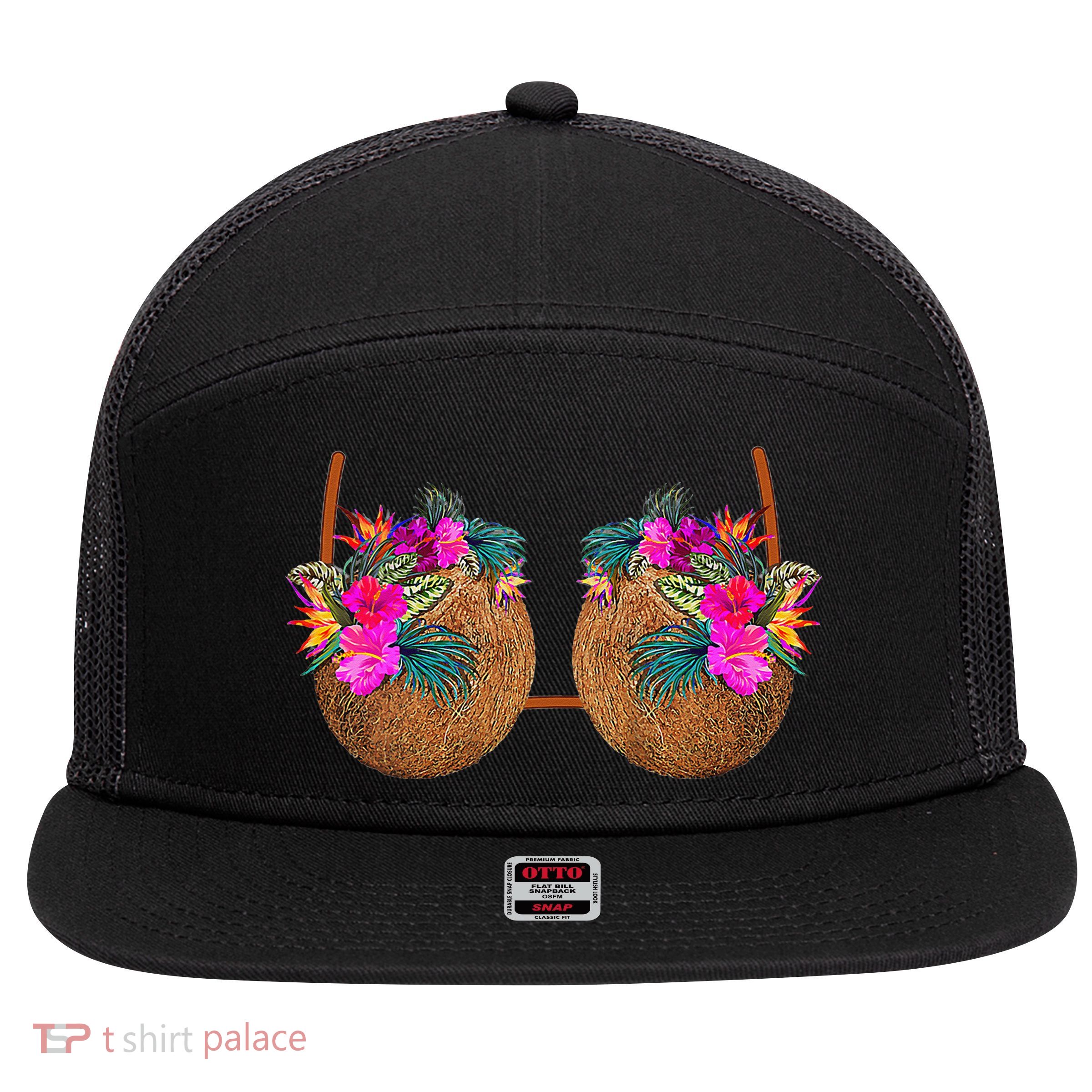 Coconut Bra Funny Bra Bra 7 Panel Mesh Trucker Snapback Hat