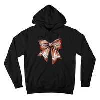 Coquette Bow Funny Football Lover Game Day Football Mom Life Hoodie