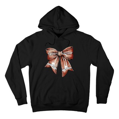 Coquette Bow Funny Football Lover Game Day Football Mom Life Hoodie