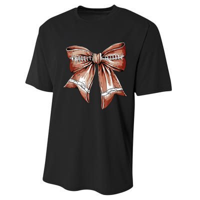 Coquette Bow Funny Football Lover Game Day Football Mom Life Performance Sprint T-Shirt