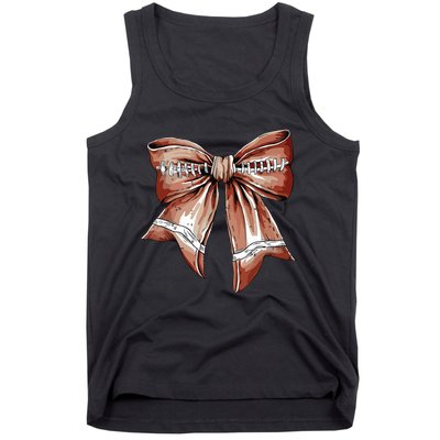 Coquette Bow Funny Football Lover Game Day Football Mom Life Tank Top