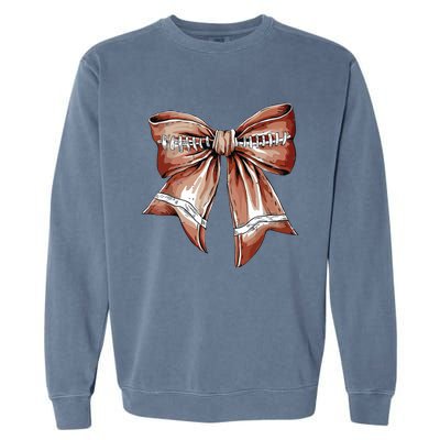 Coquette Bow Funny Football Lover Game Day Football Mom Life Garment-Dyed Sweatshirt