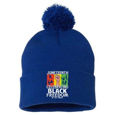 Celebrating Black Freedom 1865 Black History Juneteenth Blm Gift Pom Pom 12in Knit Beanie