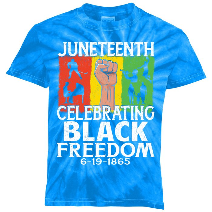 Celebrating Black Freedom 1865 Black History Juneteenth Blm Gift Kids Tie-Dye T-Shirt