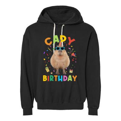 Capy Birthday Funny Capybara Animals Birthday Garment-Dyed Fleece Hoodie