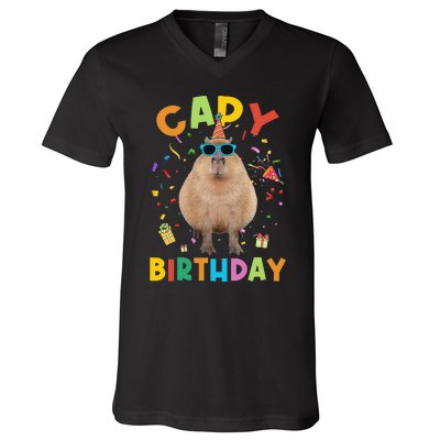 Capy Birthday Funny Capybara Animals Birthday V-Neck T-Shirt